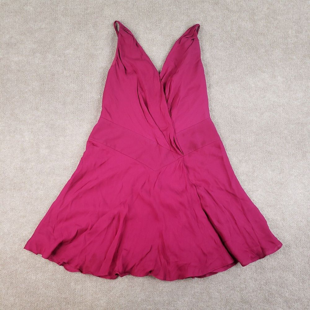 Haute Hippie Cassidy Mini Dress Womens Size 4 Rasberry Red Silk Short Flowy ZZ